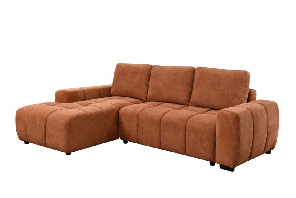 Burnt orange LHF sectional sleeper
