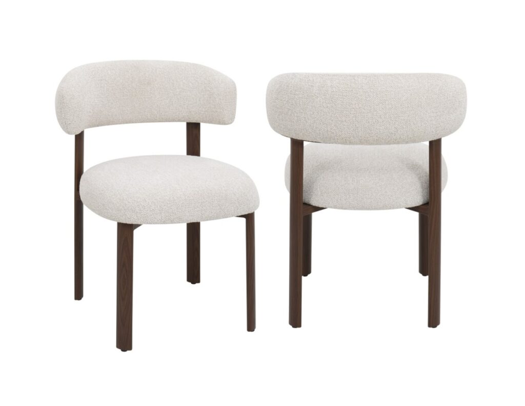 Walnut and beige dining chair, set of 2
