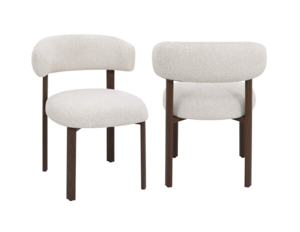 Walnut and beige dining chair, set of 2