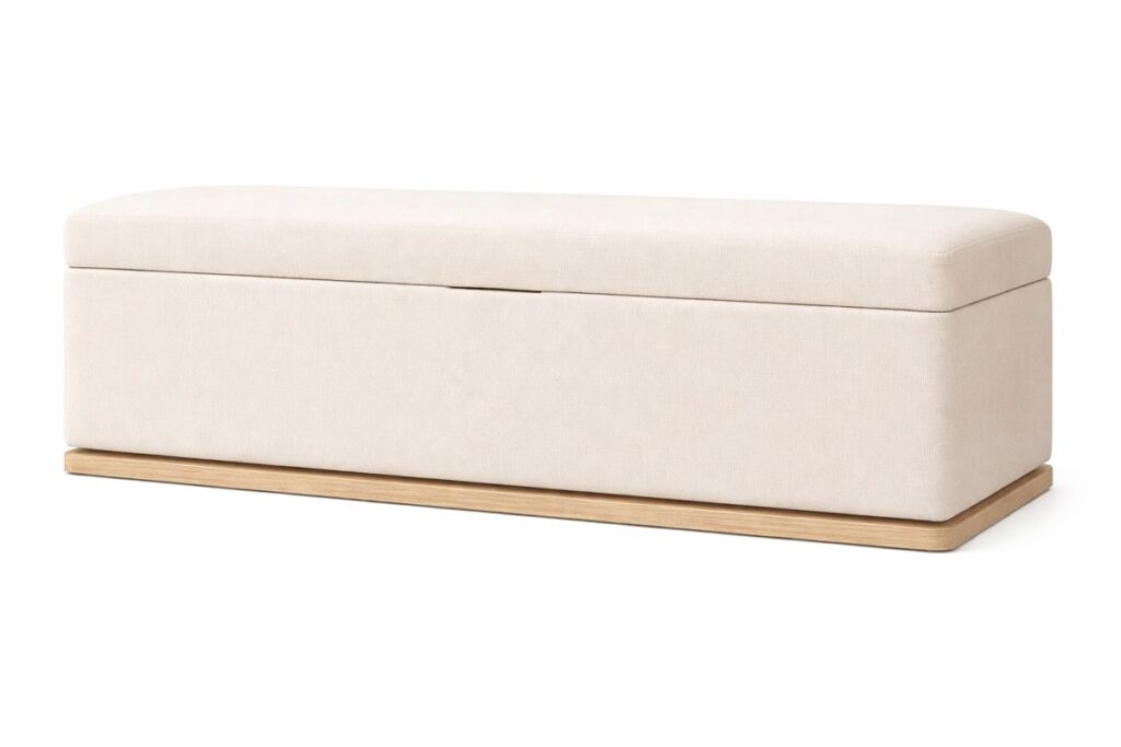 Beige storage bench